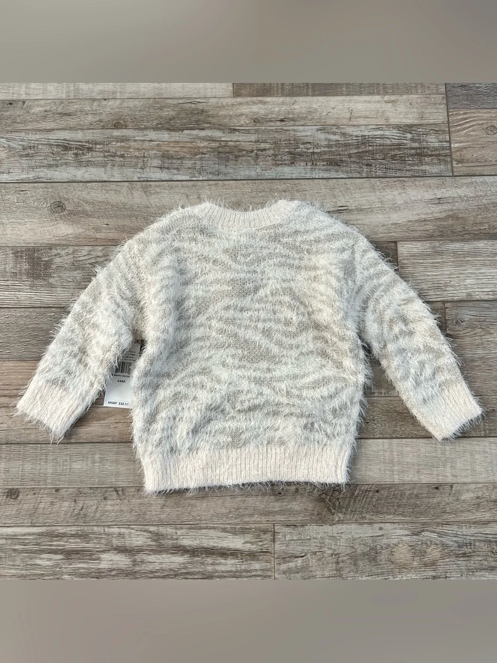 Jessica Simpson Kids Cream & Light Gray Fuzzy Sweater Set